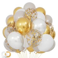 KUULBELA sand white gold confetti balloon kit 12-inch setup for elegant wedding decor