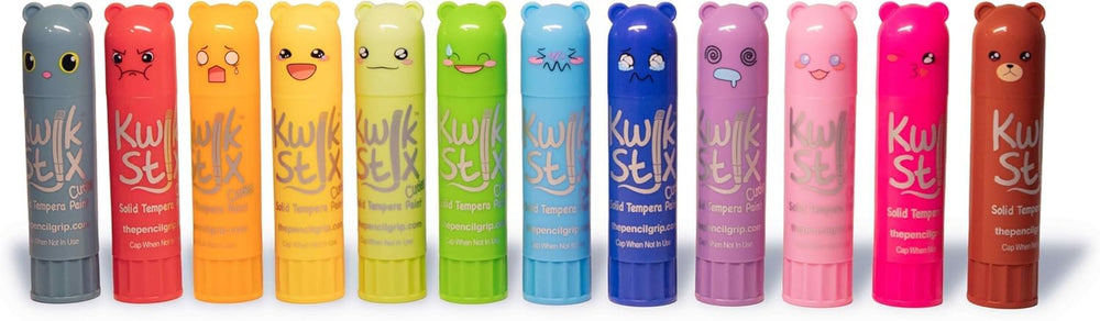 Kwik Stix Cuties durable caps for travel-friendly painting sessions.