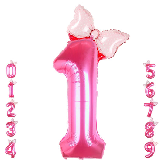 Kwuz 40in pink number one balloon for a dramatic first birthday photo backdrop