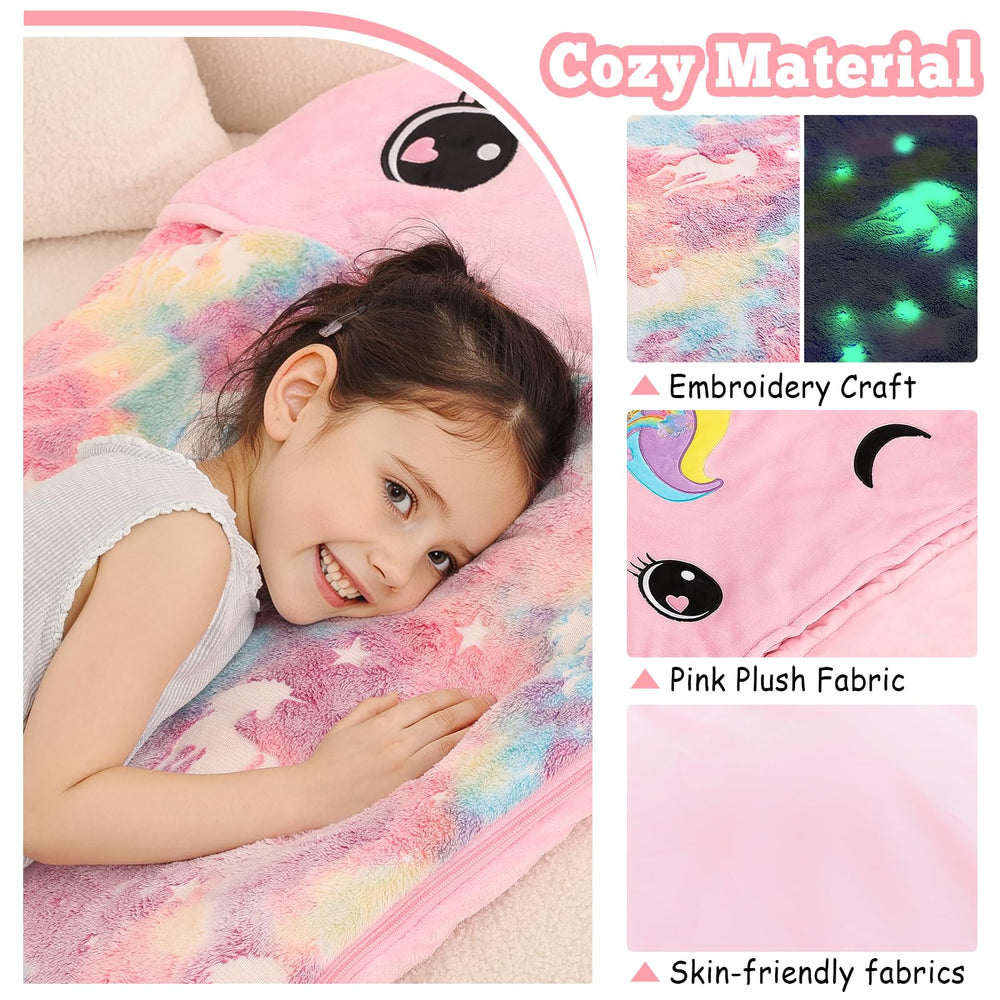 Kyerlish glow-in-the-dark detail adds bedtime fun.