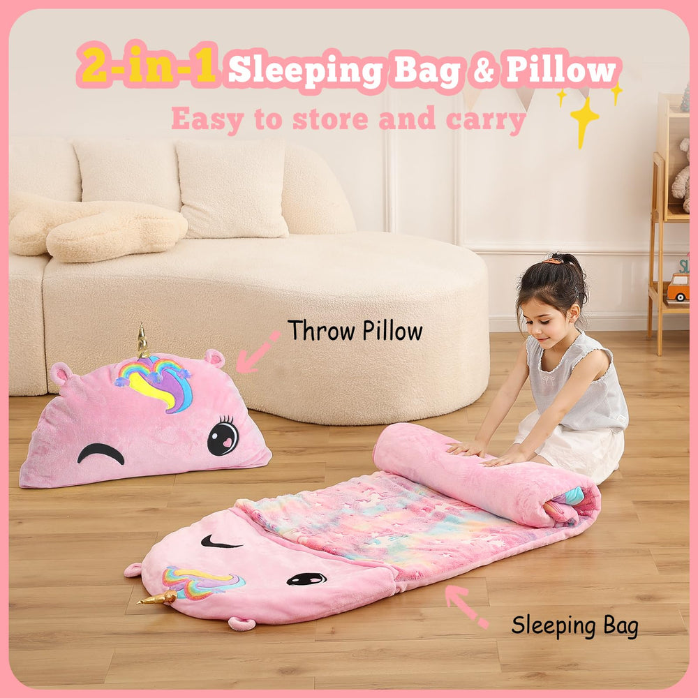 Kyerlish unicorn sleeping bag pillow-ready for plush cuddles.
