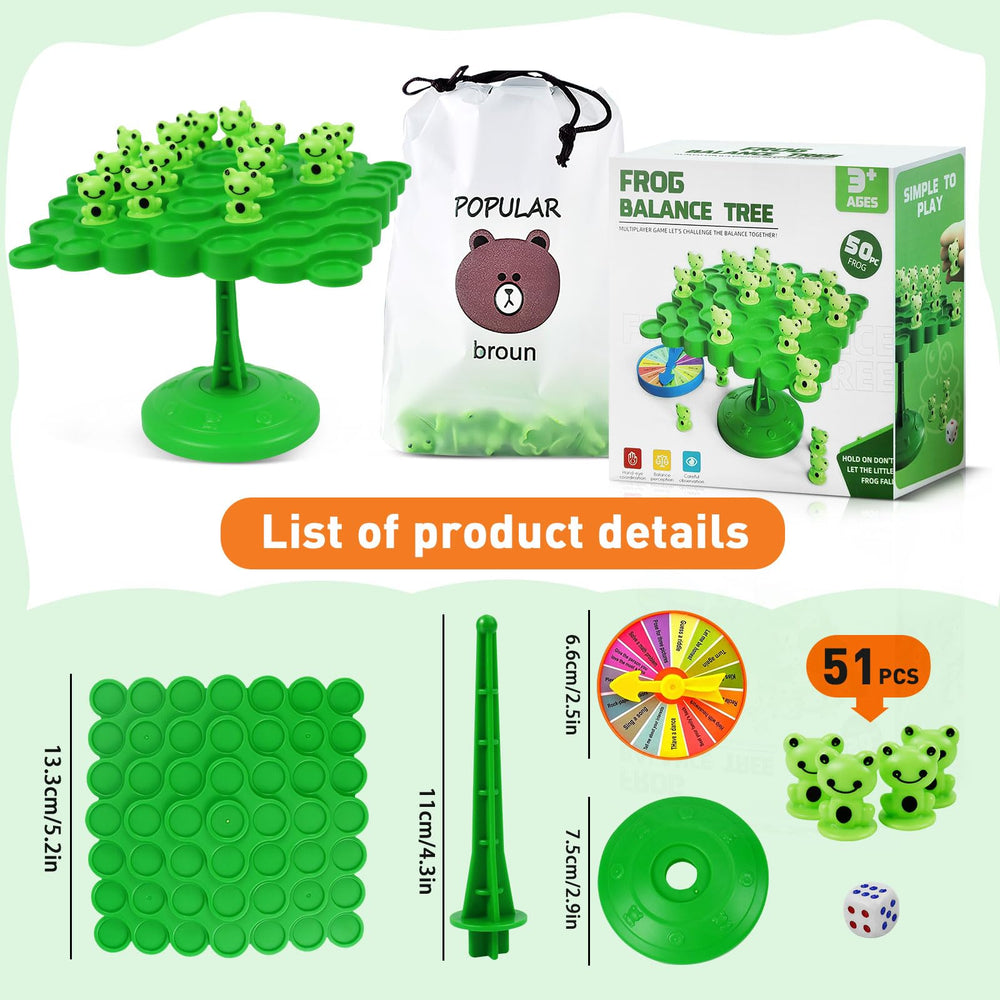 Kykake Frog Balance Game pieces laid out for quick setup and two-player challenge