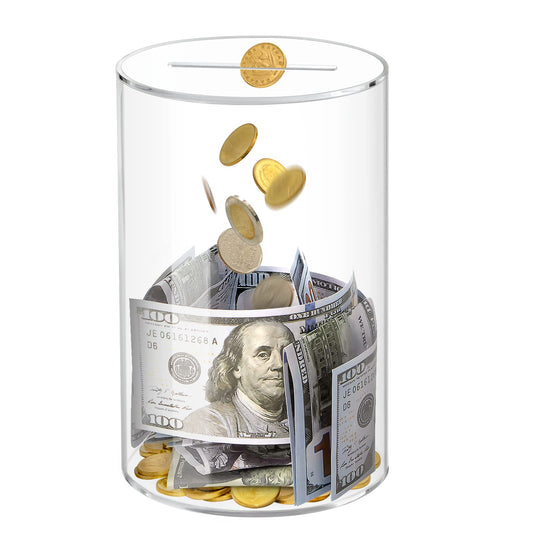 Kypeeka clear acrylic piggy bank shows transparent savings