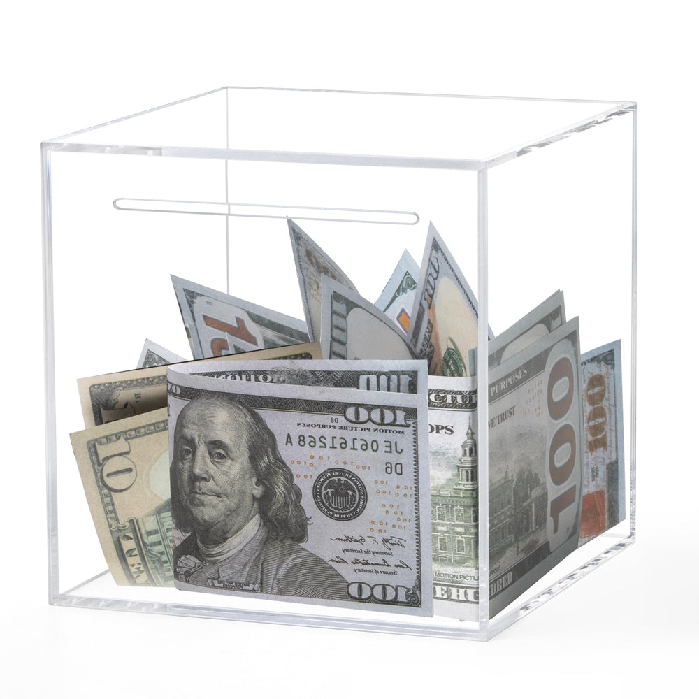 Kypeeka clear piggy bank front view shows growing savings
