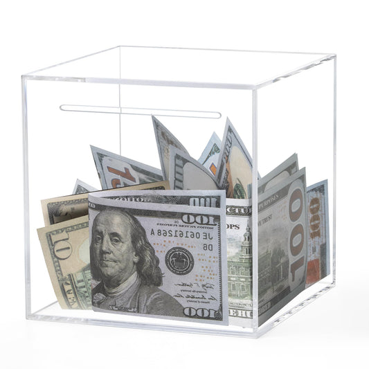 Kypeeka clear piggy bank front view shows growing savings
