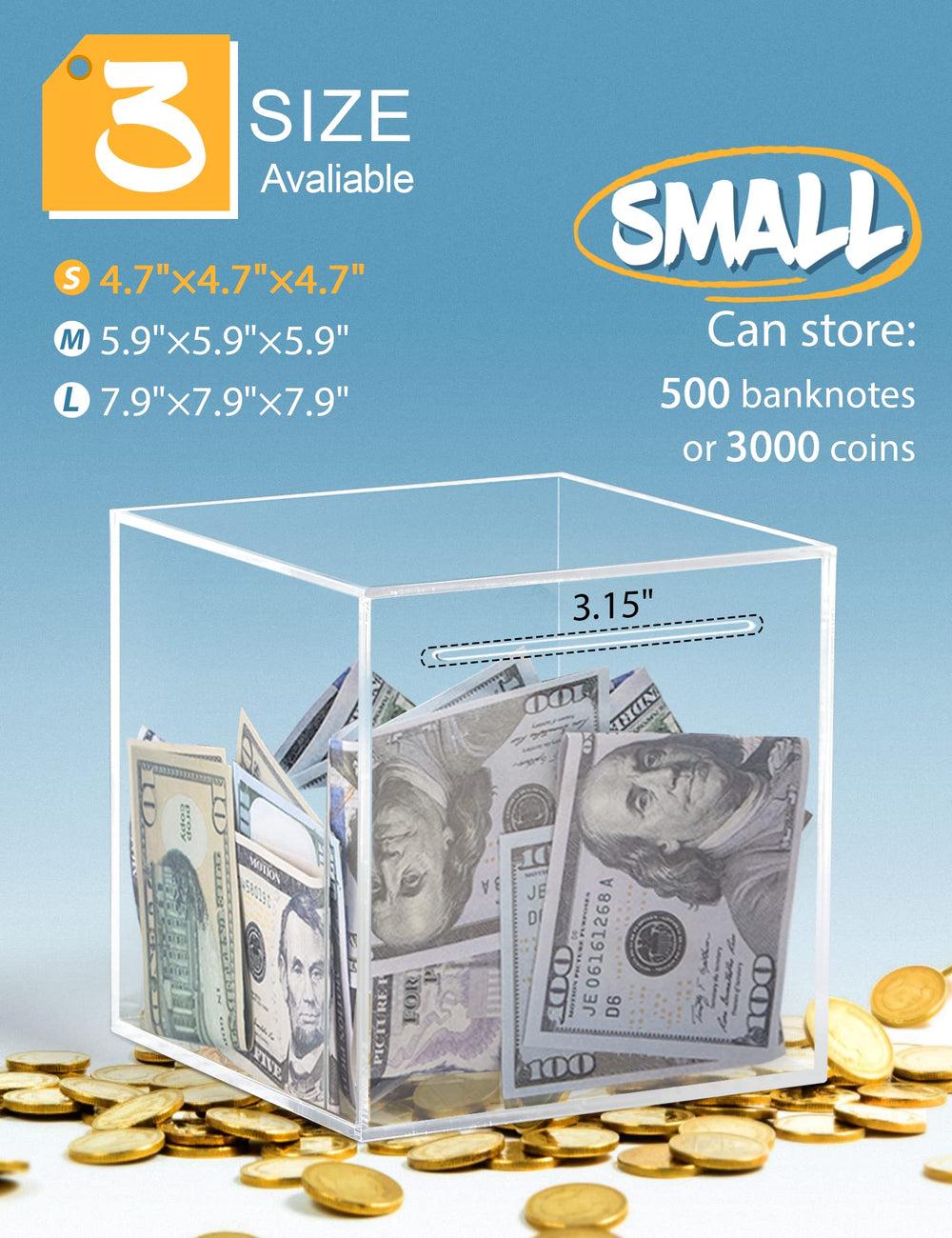 Kypeeka clear piggy bank close-up highlights premium acrylic durability