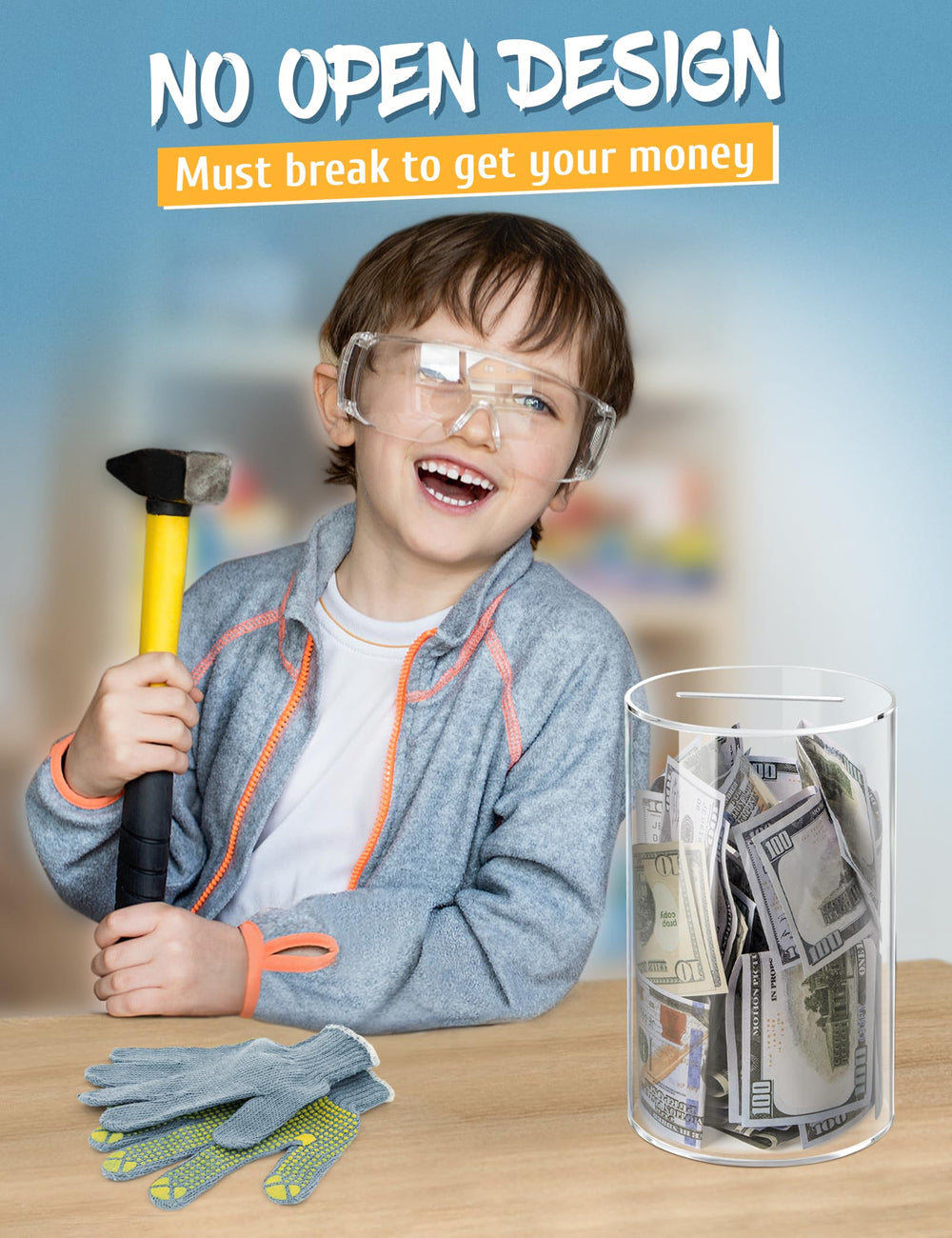 Kypeeka break-open piggy bank in action for savings