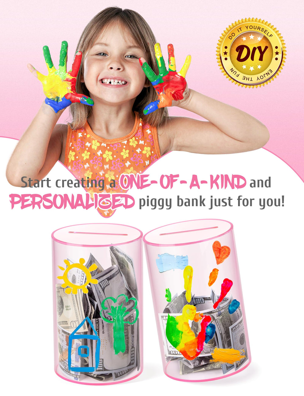 Kypeeka piggy bank large capacity for coins supports saving goals.