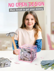 Kypeeka pink piggy bank with exclusive Saving for Tomorrow sticker for motivation.