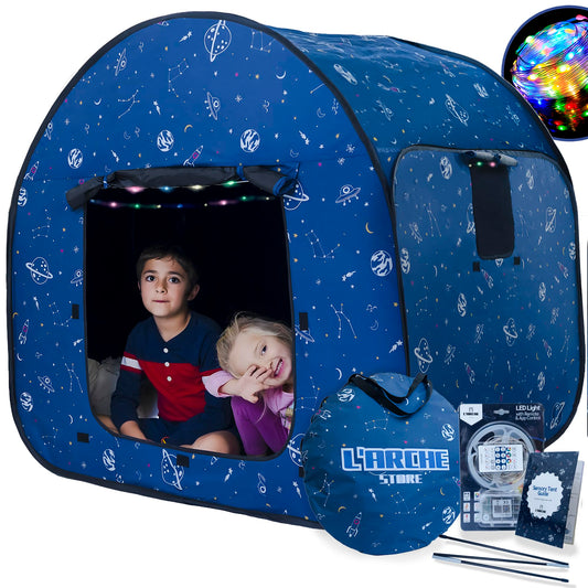 L'Arche Sensory Tent with LED lights in space theme for calming indoors