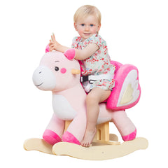 Labebe pink unicorn rocker front view ideal for a safe, fun nursery toy.