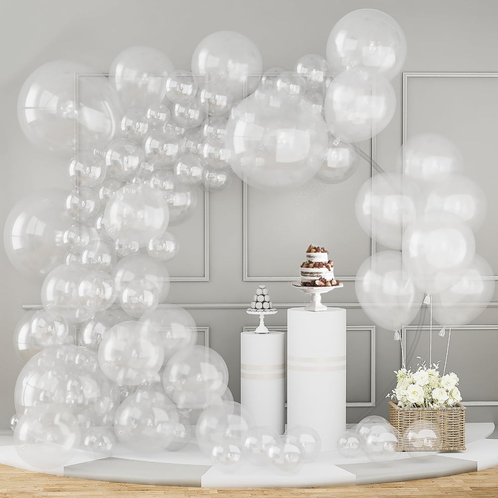 Labeol clear 18-inch balloons for bold garland focal points.