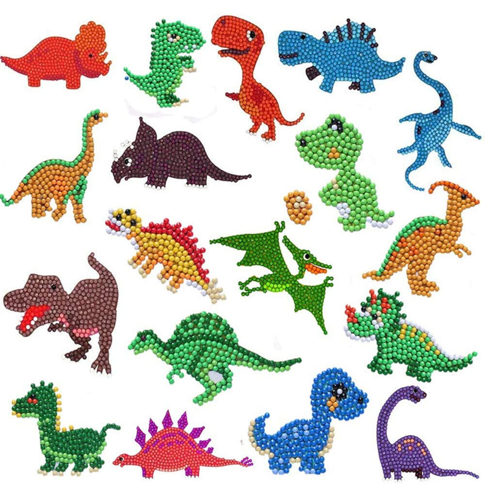 Labeol dinosaur diamond art kit on canvas with sparkling stickers
