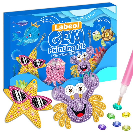 Labeol gem art kit fox keychain project for kids, portable keepsake.