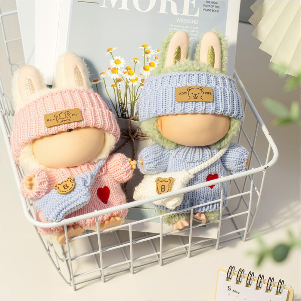 LABUBU 17cm doll outfit showing precise crochet fit for easy dressing.