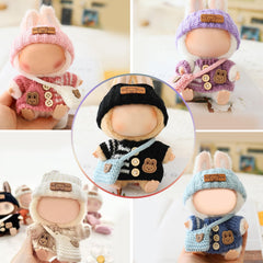 Labubu 17cm doll hat close-up shows soft warm knit for playful outfits.