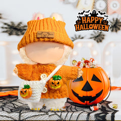 Labubu doll pumpkin bag detail; keeps accessories organized