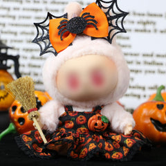 LABUBU pumpkin dress front view fits 17 cm dolls.