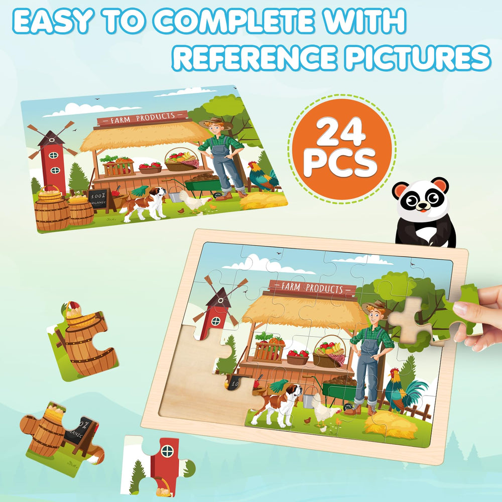 LACCHOUFEE wooden farm puzzles ideal for parent-child learning moments
