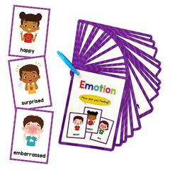 Lachilly Emotions flashcards front cover with vibrant emotions to spark early vocabulary