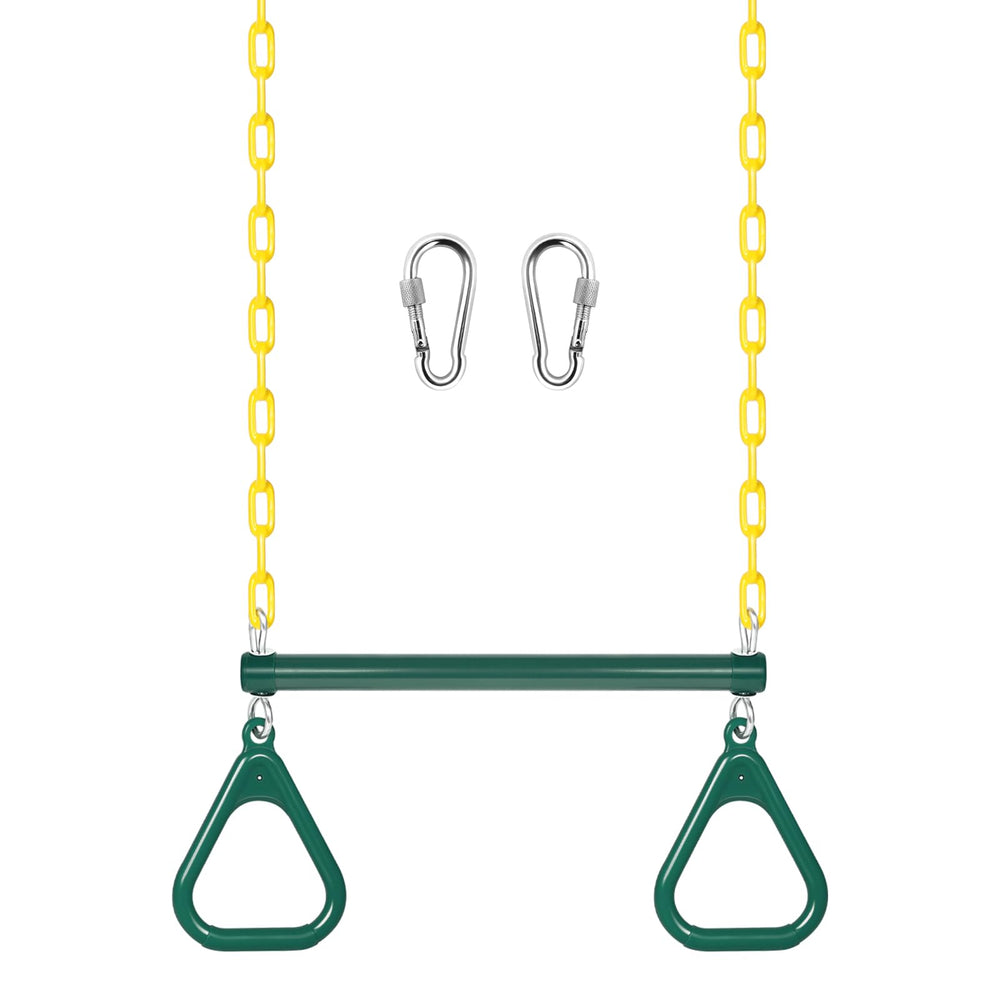 LadyRosian gym rings trapeze bar 16-inch for safe backyard fun