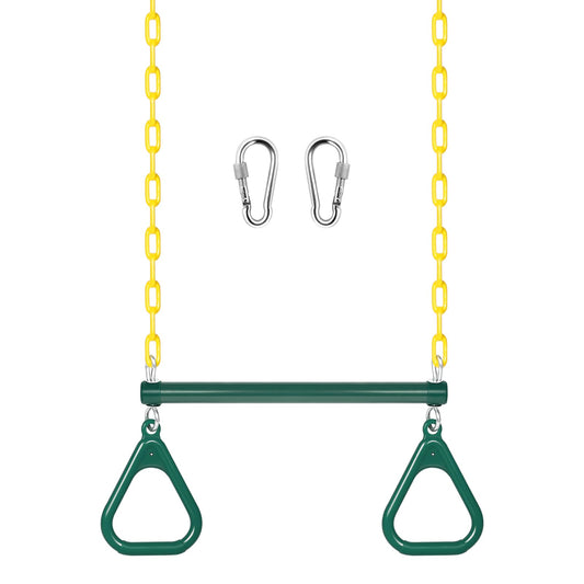 LadyRosian gym rings trapeze bar 16-inch for safe backyard fun