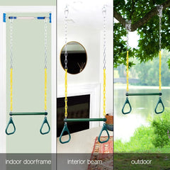 LadyRosian trapeze bar and rings set supports dual-function play