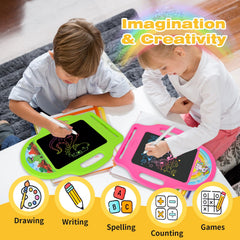 LAEBUILD LCD writing tablet with unicorn-pink doodle surface for imaginative play.