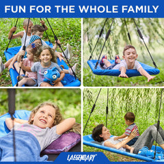Laegendary saucer swing heavy-duty up to 700 lbs for family gatherings.