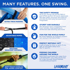 Laegendary saucer swing weather-resistant material built for outdoors.