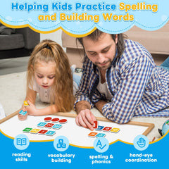 Laffunz Phonics Tiles magnets securely hold pieces on surfaces
