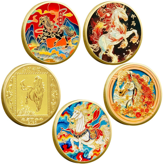 LAIAMER Year of the Horse coin front design with lifelike engraving for display.