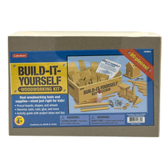 Lakeshore Build-It-Yourself Kit box open with pine pieces for creative projects