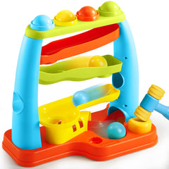 lalalark ball drop toy for toddlers, top view, promotes hand-eye coordination through colorful balls