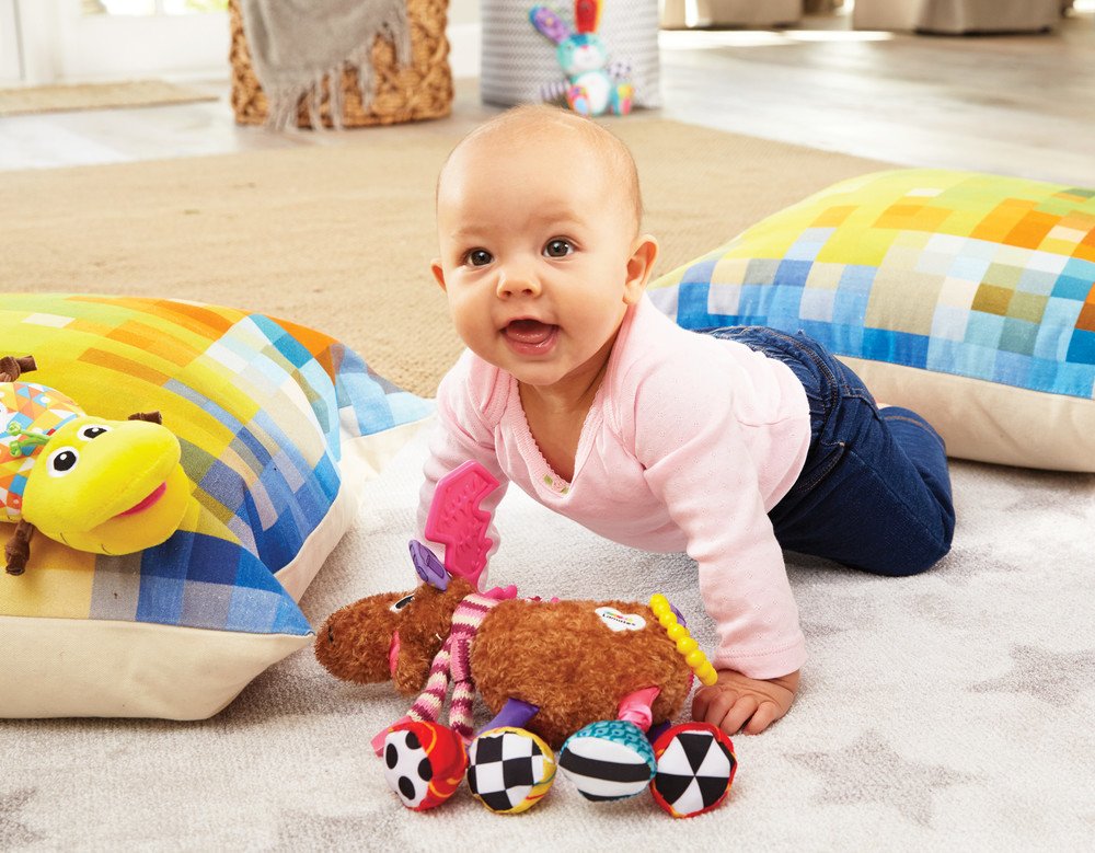 Lamaze Muffin tail rings offer textured grips for little hands.