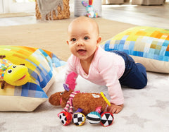 Lamaze Muffin tail rings offer textured grips for little hands.