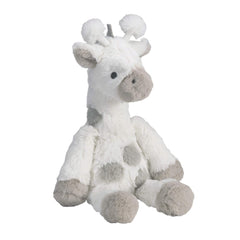 Lambs Ivy Millie soft minky fabric close-up, gray spots enhance tactile coziness.