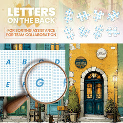 Lamplig puzzle with balconies and geraniums for vivid detail and slow-pace focus.