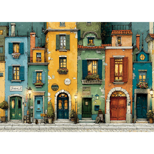 Lamplig 1000-piece fall Italy town street puzzle for calming, focused pastime.
