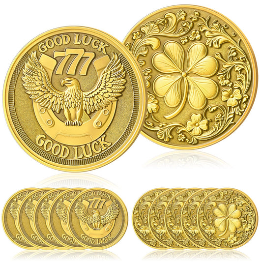Landical lucky coin with a four-leaf clover for daily luck and energy.