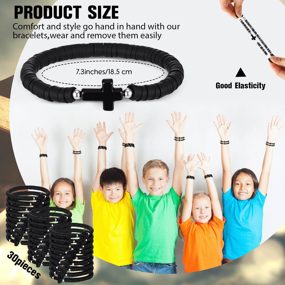 Landical polymer clay bead bracelet in black, durable and water-resistant