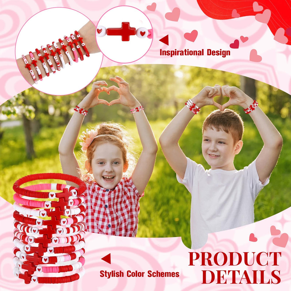 Landical Valentine-themed cross wristband worn with casual outfits for events