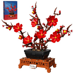 LANGLICHUN plum blossom building blocks assembly with detailed 3D plum bloom for elegant home display