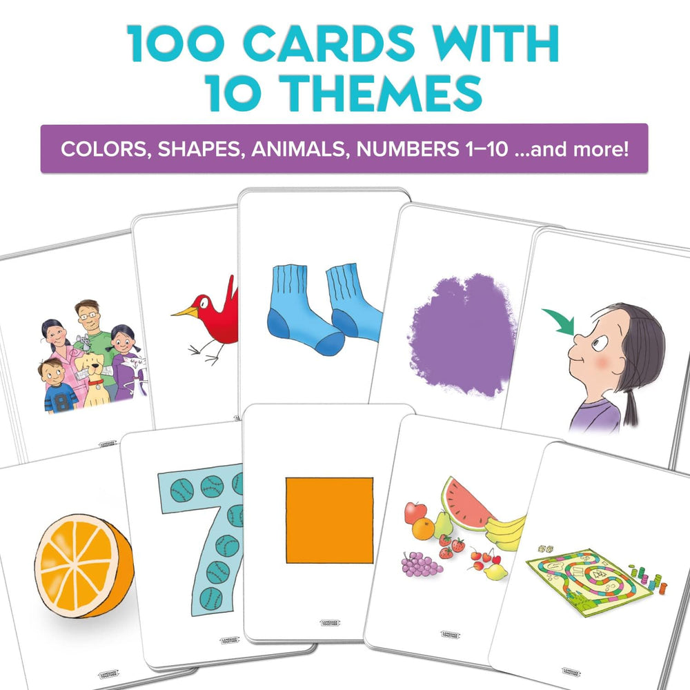 Language Together flashcards numbers 1-10 illustrate counting for beginning math practice.