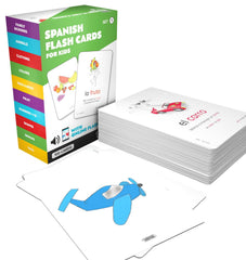 Language Together Spanish flashcards include audio on compatible devices for learning anytime.