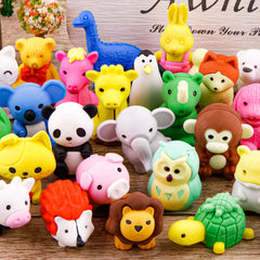 LanMa 70 piece animal erasers desk pets, ideal for classroom prizes and gifts