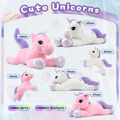 Lanmore unicorn plush displayed in packaging, ready to unbox and hug