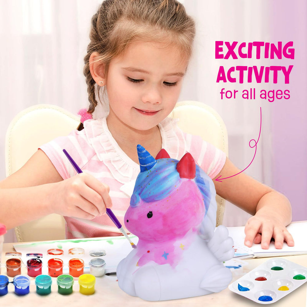 LAOESE Unicorn Lamp Kit paint pots brushes enable vibrant color experiments.