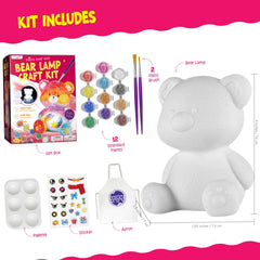 LAOESE Bear Lamp Kit paint pots laid out for easy color selection and painting