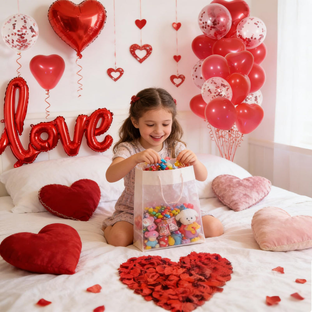 LAOREI red heart latex balloons create bold color focal points.
